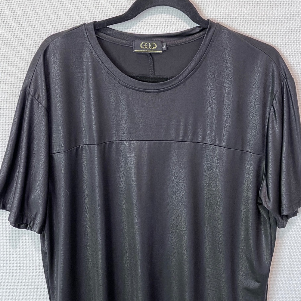Gold Leaf Men's Black Snakeskin Texture Short Sleeve T-Shirt Size Large‎